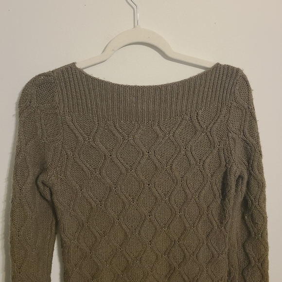 LOFT | Women's Olive Green/Brown Cable Knit Wool Blend Sweater (Size Medium) - Picture 12 of 14